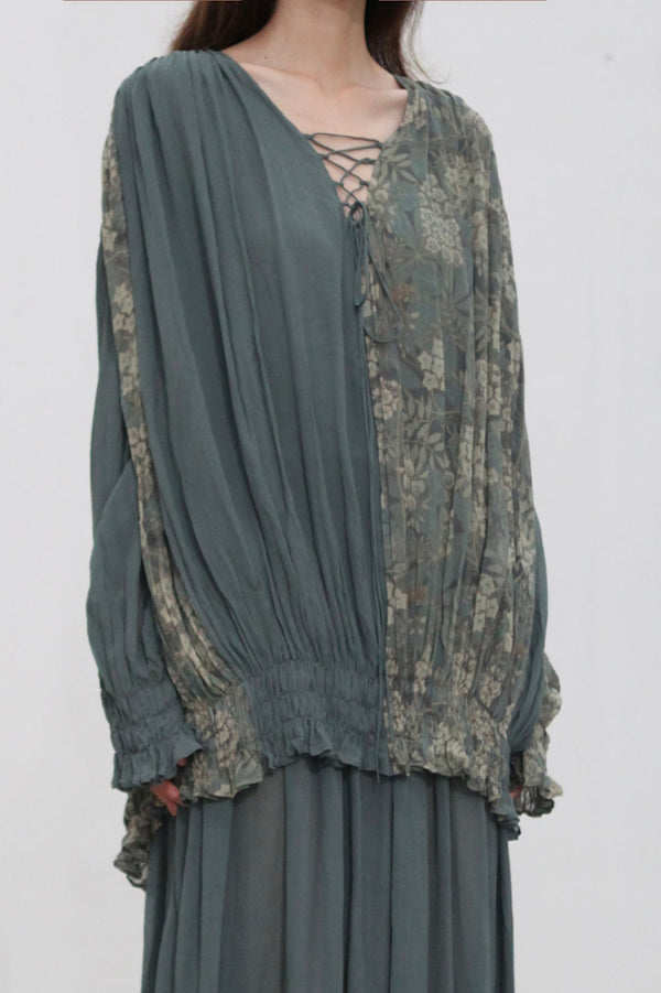 Mutedance 25 Autumn/Winter V-neck silk dress MD-MD25FW31-green (MD25FW30)